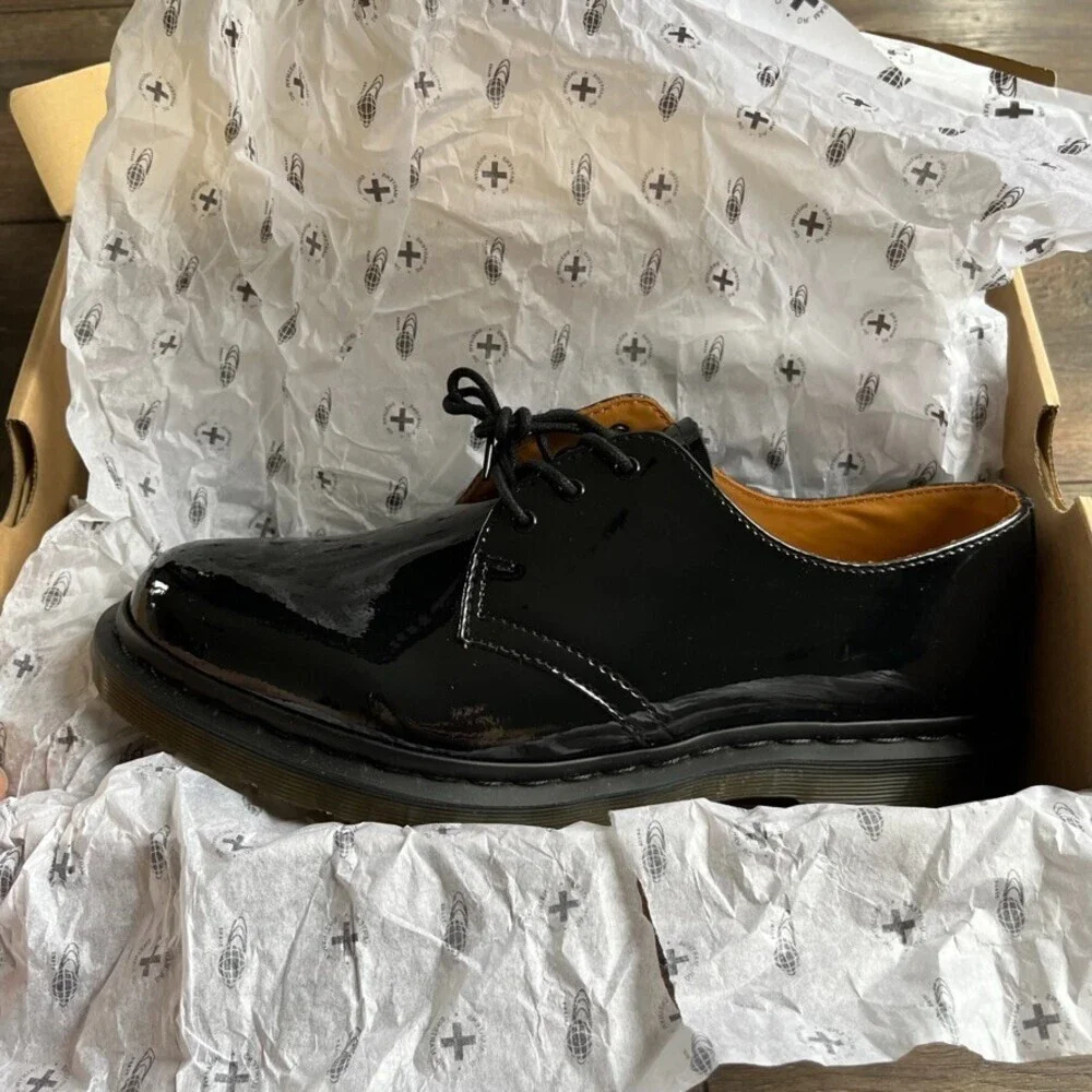 Dr Martens x Beams 1461 Mens US 5 Black Patent Lamper Oxford Lace Up Dress Shoe